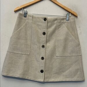 Banana Republic beige A-line button front mini skirt Size 8 New